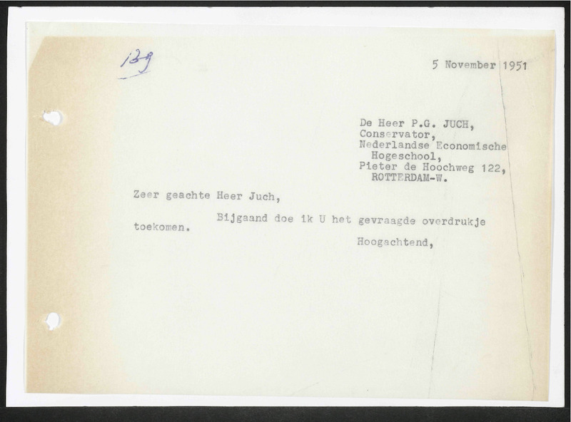 Letter to P.G. Juch