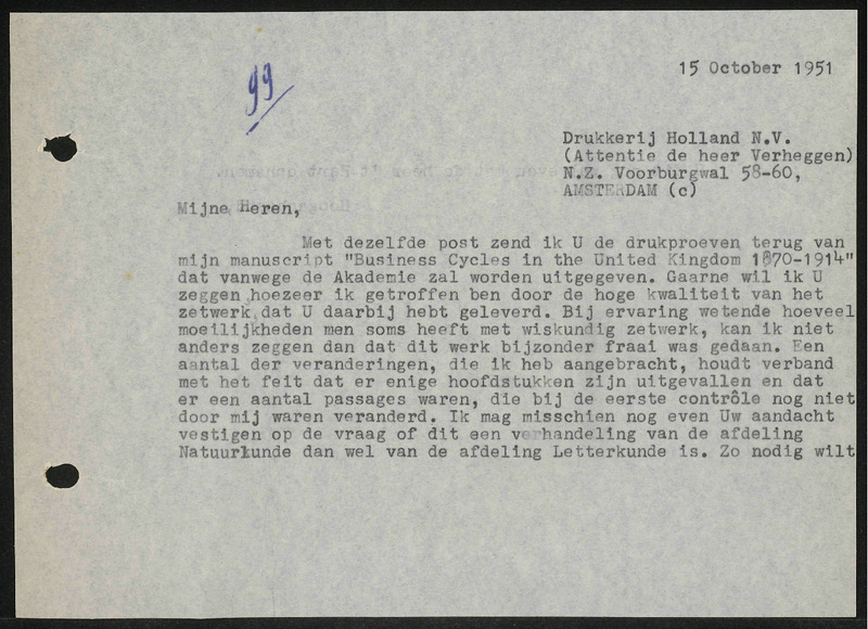 Letter to Drukkerij Holland N.V.