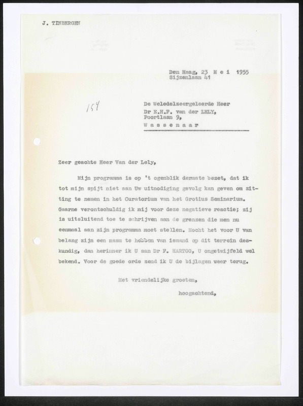 Letter to E.H.F. van der Lely