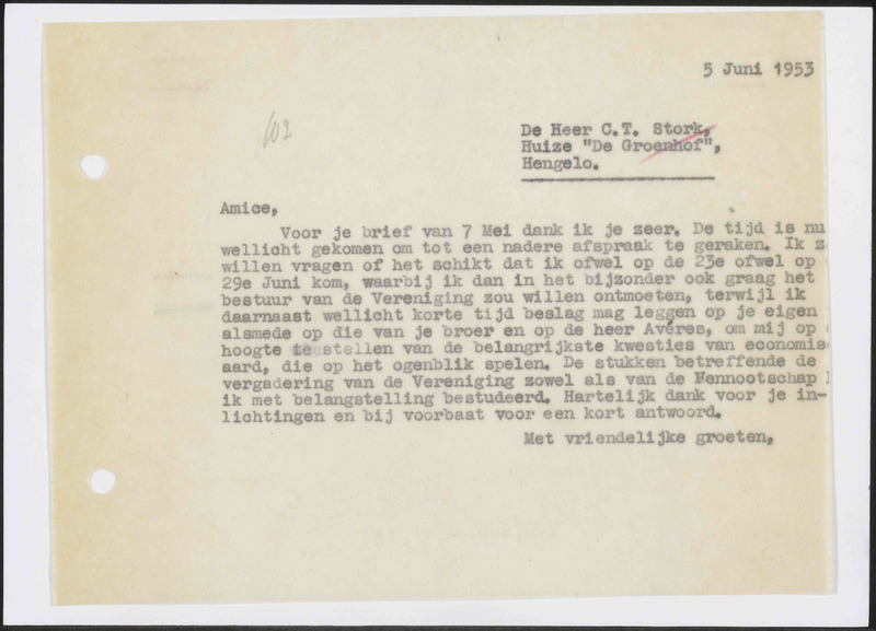 Letter to C.T. Stork
