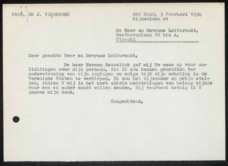 Letter to J.G. Leibbrandt