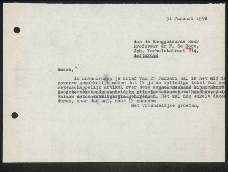 Letter to F. de Roos
