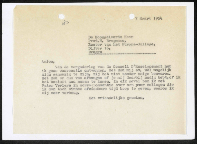 Letter to H. Brugmans