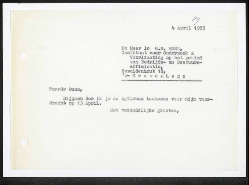 Letter to H.H. Buss
