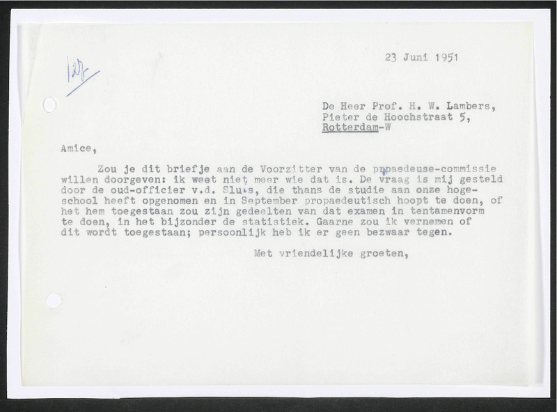 Letter to H.W. Lambers