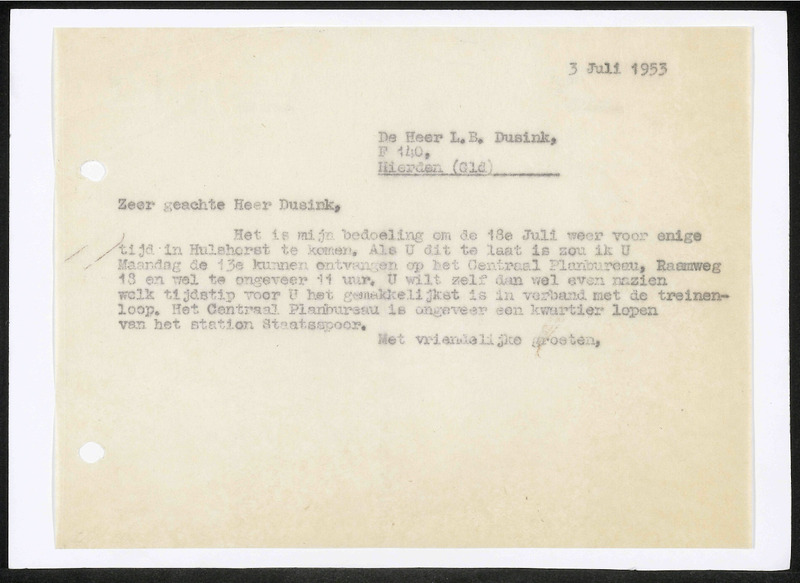 Letter to L.B. Dusink