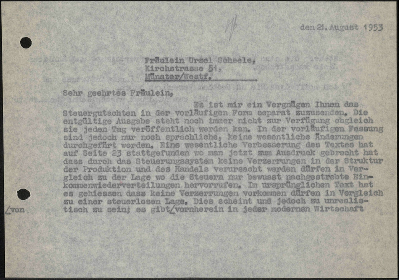 Letter to U. Scheele