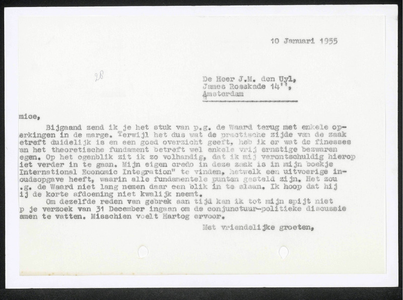 Letter to J.M. den Uyl