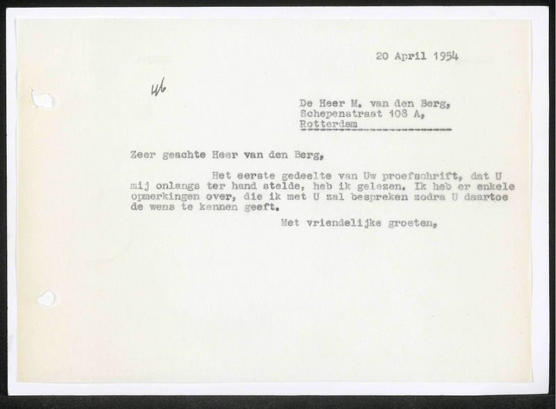 Letter to M. van den Berg