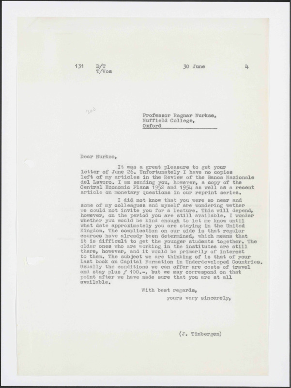 Letter to R. Nurkse