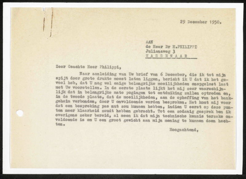 Letter to H. Philippi