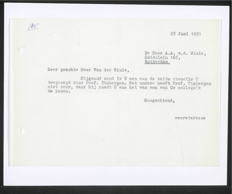 Letter to A.A. van der Sluis