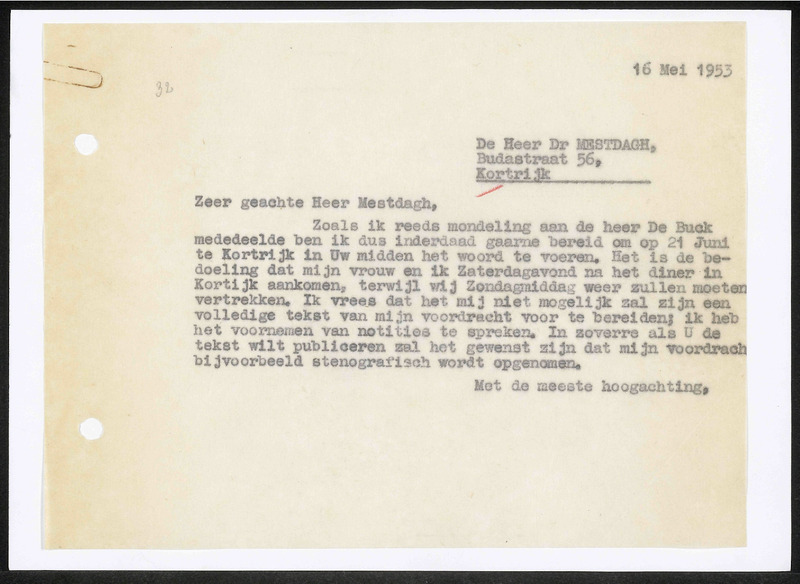 Letter to Mestdagh