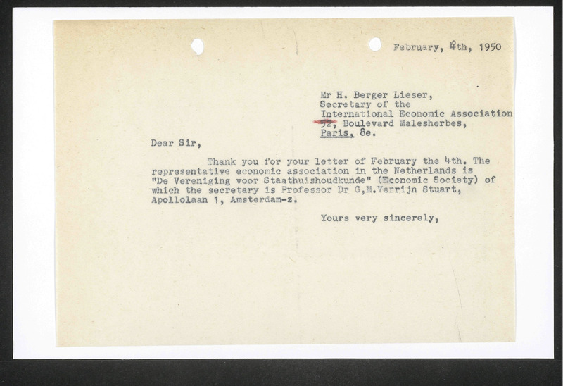 Letter to H. Berger Lieser