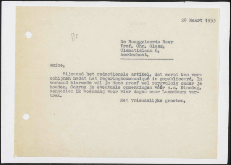 Letter to Ch. Glasz