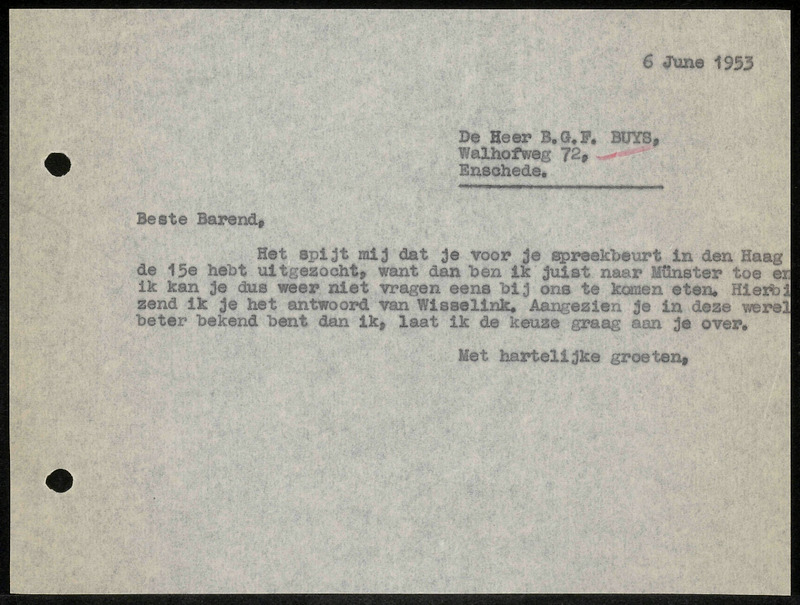 Letter to Barend Buys