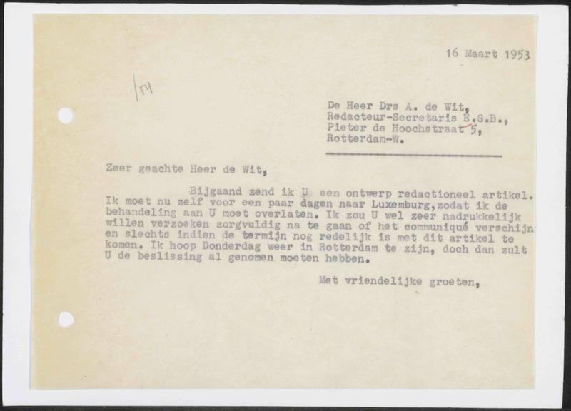 Letter to A. de Wit