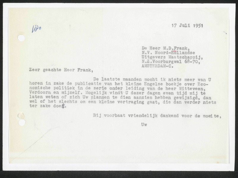 Letter to M.D. Frank