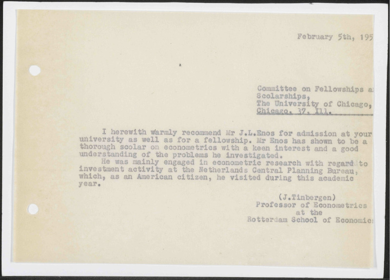 Letter to University of Chicago