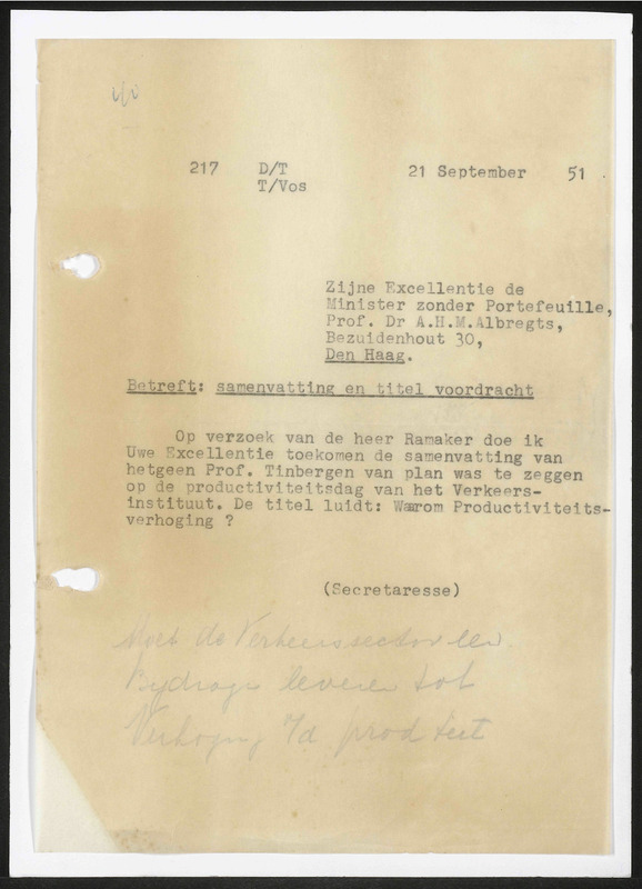 Letter to A.H.M. Albregts