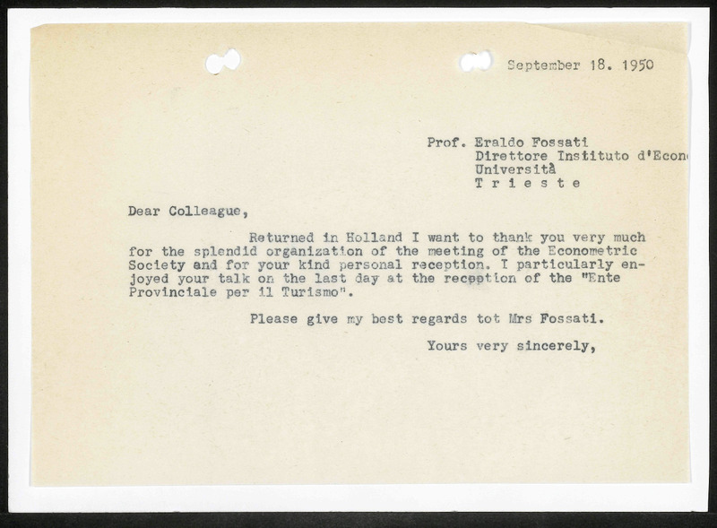 Letter to Elrado Fossati