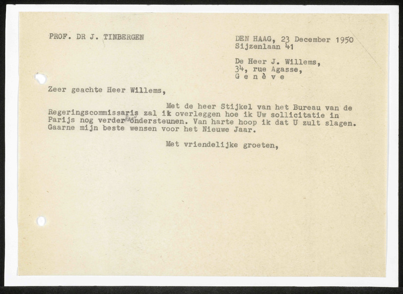 Letter to J. Willems