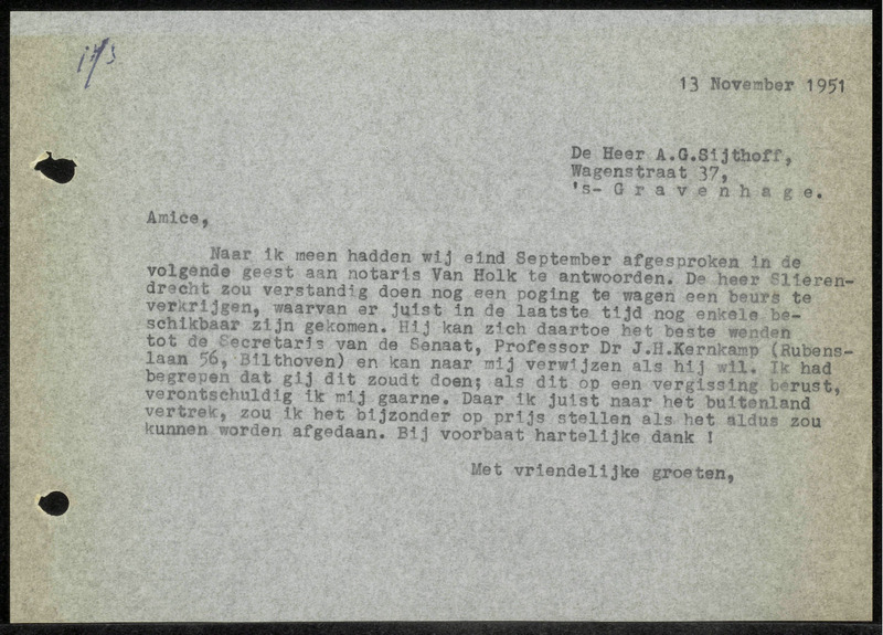Letter to A.G. Sijthoff