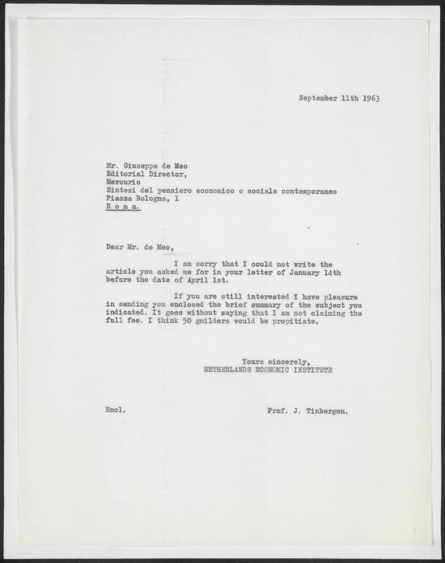 Letter to Giuseppe de Meo