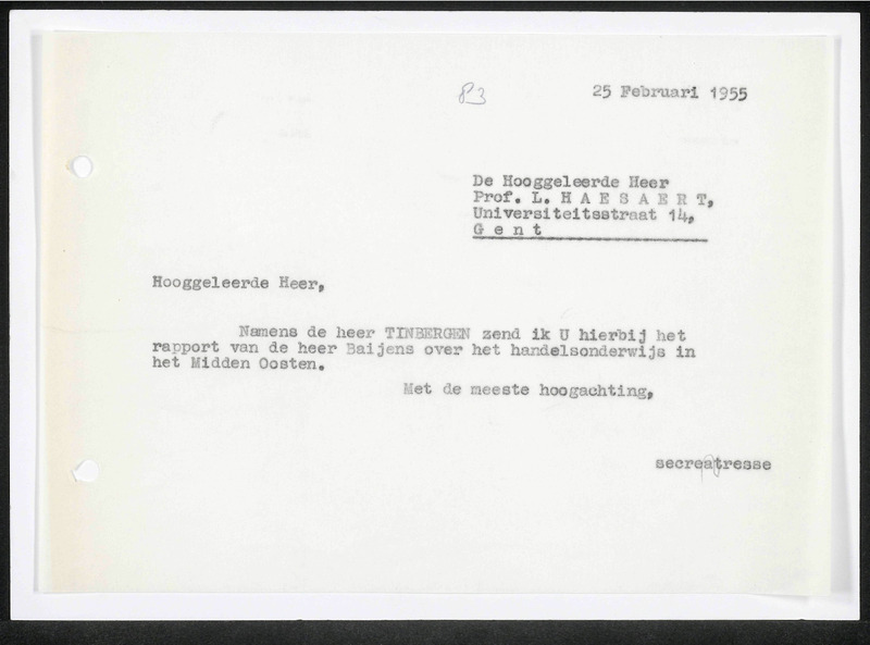 Letter to J. Haesaert