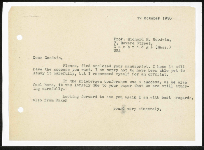 Letter to R.M. Goodwin