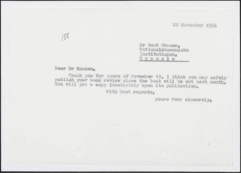 Letter to B. Hansen