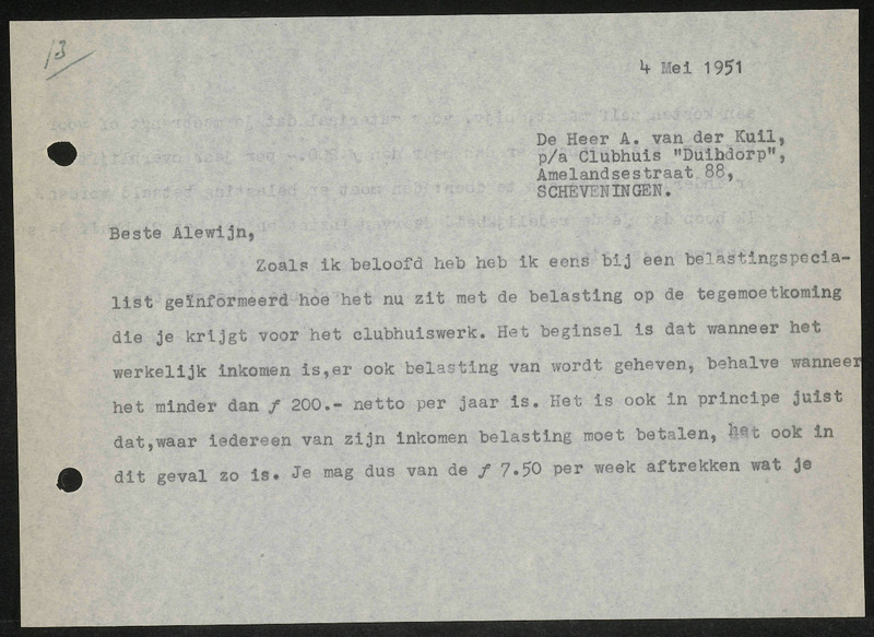 Letter to A. van der Kuil