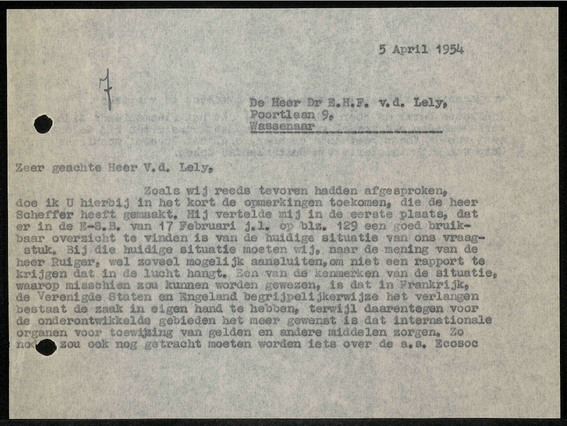 Letter to E.H.F. van der Lely