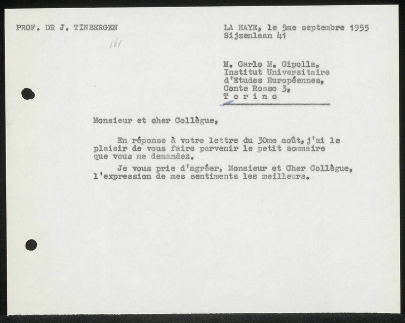 Letter to M.C.M. Cipolla