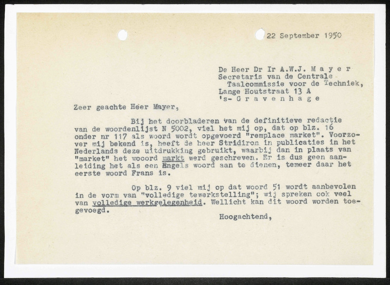 Letter to A.W.J. Mayer