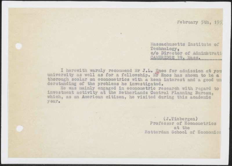 Letter to Massachusetts Institute of Technology