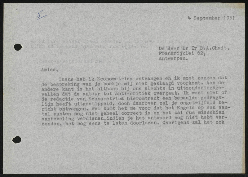 Letter to B.A. Chait