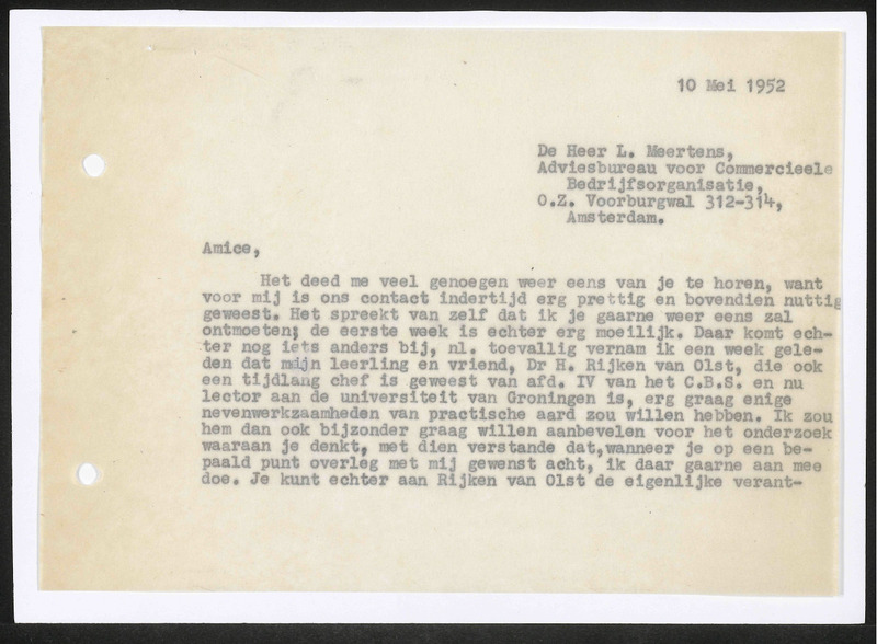Letter to L. Meertens