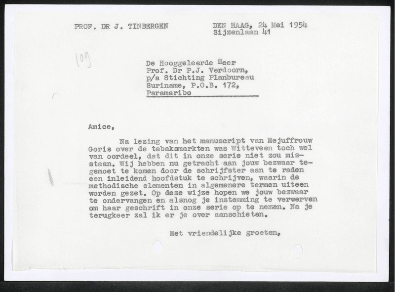 Letter to P.J. Verdoorn