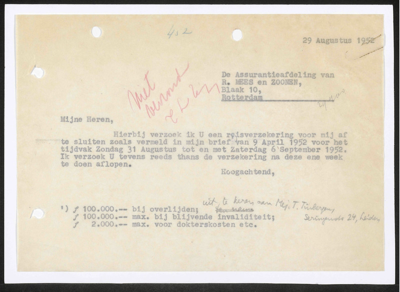 Letter to R. Mees & Zonen