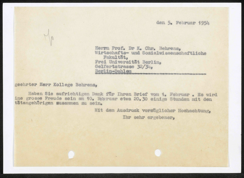 Letter to K. Chr. Behrens