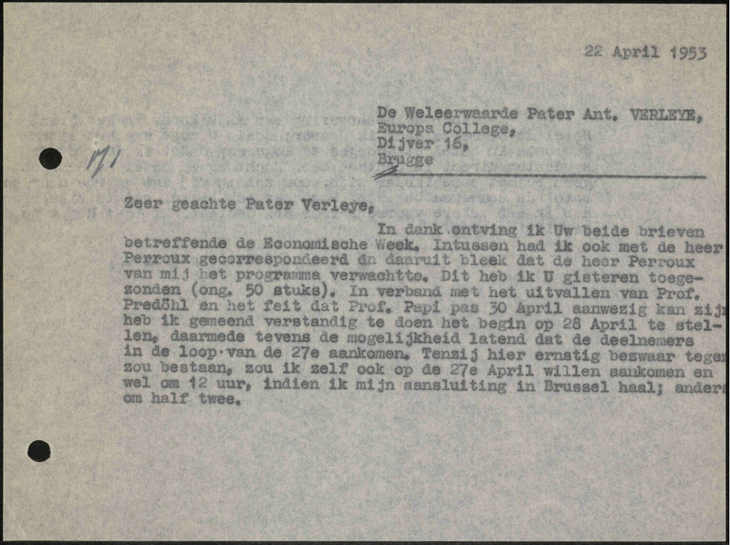 Letter to Verleye
