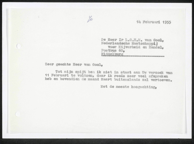 Letter to L.G.H.M. van Gool