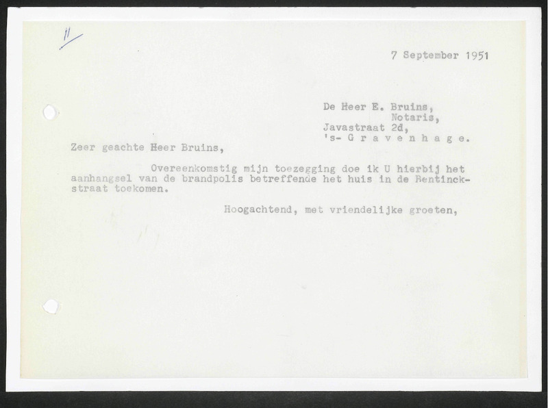 Letter to K. van Bruinesten