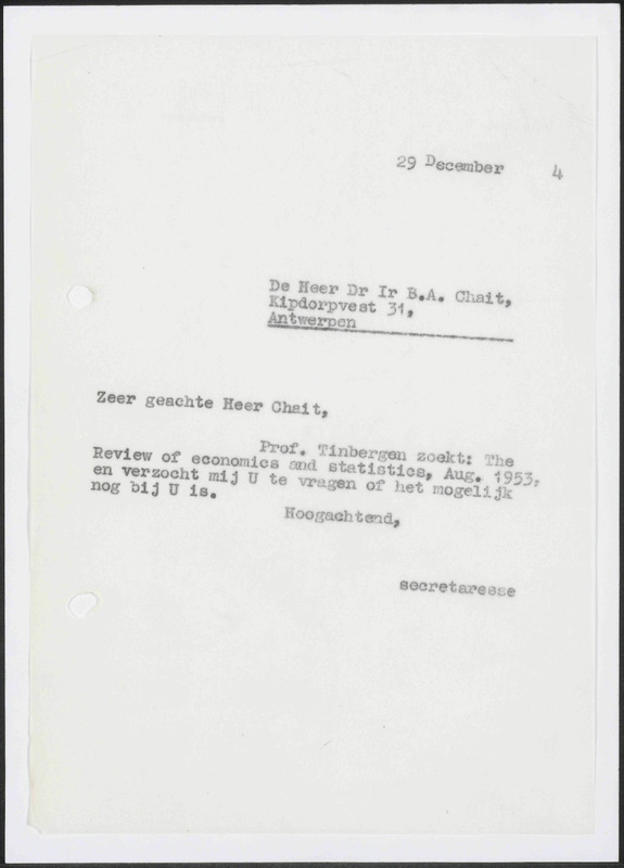 Letter to B.A. Chait
