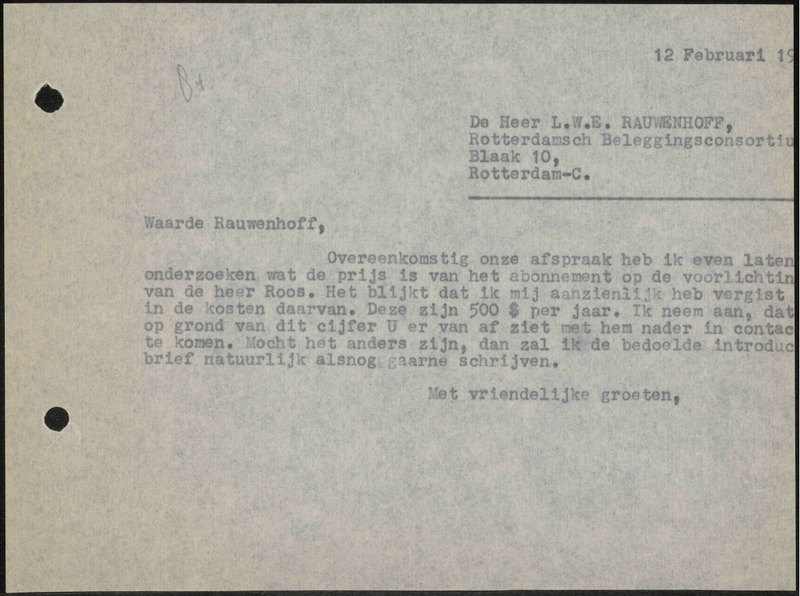 Letter to L.W.E. Rauwenhoff