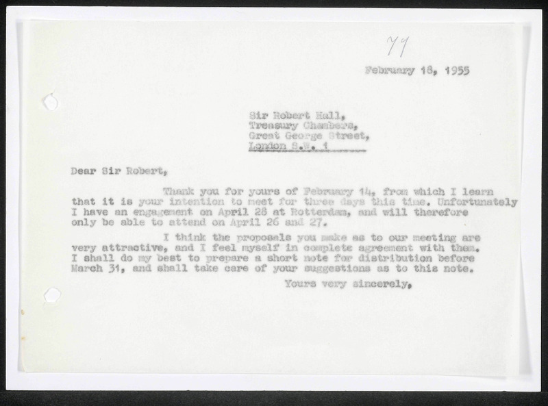 Letter to R. Hall