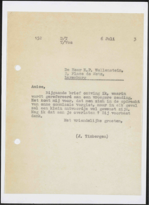 Letter to E.P. Wellenstein