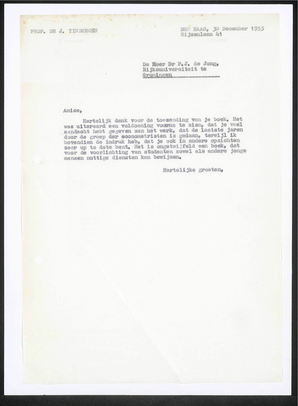 Letter to F.J. de Jong
