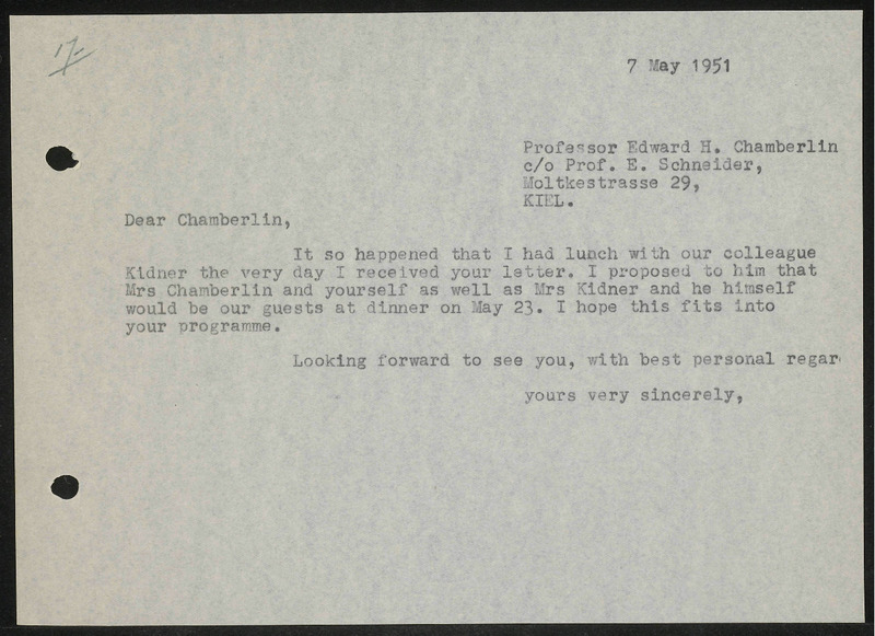 Letter to E.H. Chamberlin